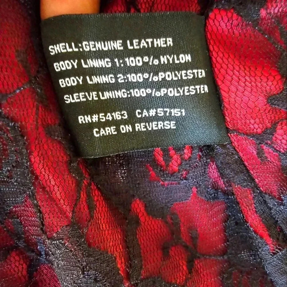 Black river red leather zipper biker motorcycle jacket size M women's - Picture 10 of 13